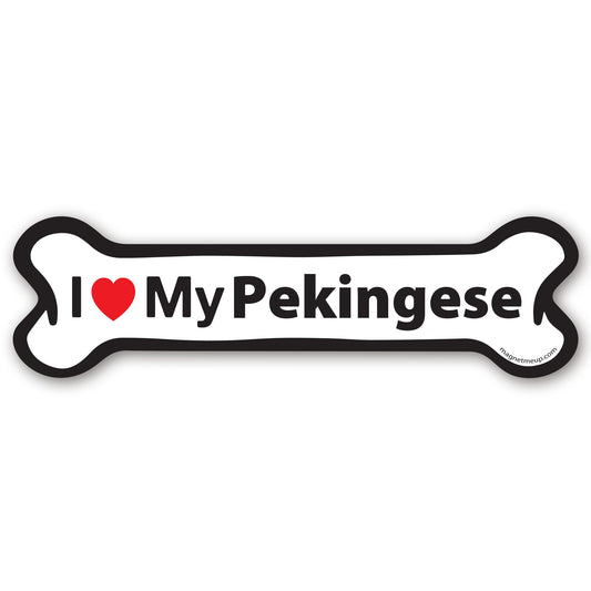 Magnet Me Up I Love My Pekingese 2x7 Inches Bone Car Magnet - Ideal Gift for Dog Lover, Magnetic Decal for Cars, Trucks and SUVs, Full-Color UV Printed, Vinyl Waterproof, Made in USA