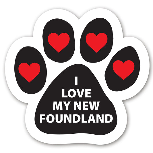 Magnet Me Up I Love My New Foundland Car Magnet - 5x5 Inches Pawprint Ideal Gift for Dog Lover, Magnetic Decal for Cars, Trucks and SUVs, Full-Color UV Printed Weatherproof, Vinyl Made in USA