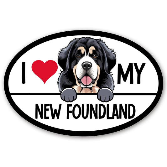 Magnet Me Up I Love My New Foundland Car Magnet - 4x6 Inches Oval Ideal Gift for Dog Lover, Magnetic Decal for Cars, Trucks and SUVs, Full-Color UV Printed Weatherproof, Vinyl Made in USA