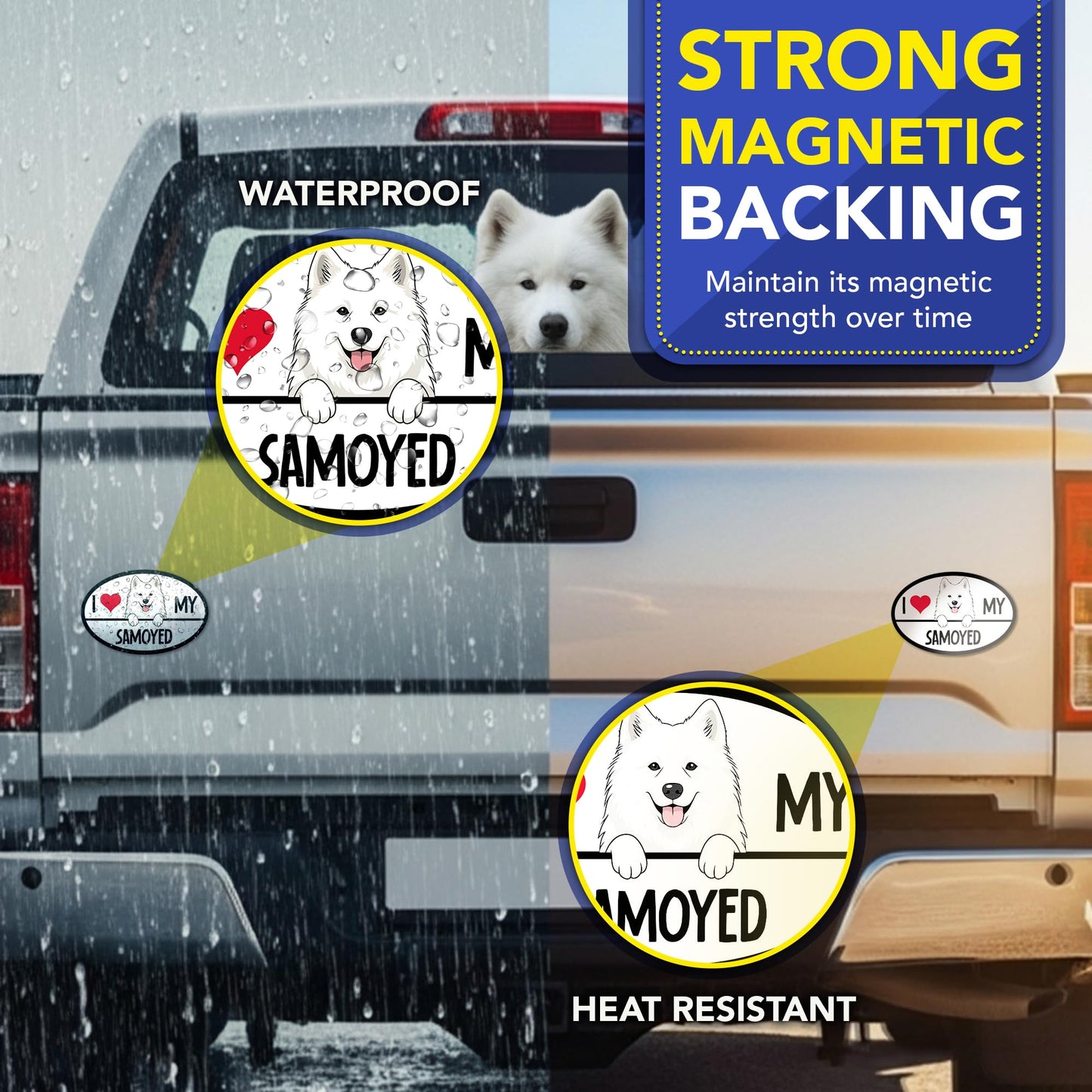 Magnet Me Up I Love My Samoyed Dog 4x6 Inches Oval-Shaped Car Magnet - Ideal Gift for Dog Lover, Magnetic Decal for Cars, Trucks & SUVs, Vinyl Weatherproof, Full-Color UV Printed, Crafted in USA