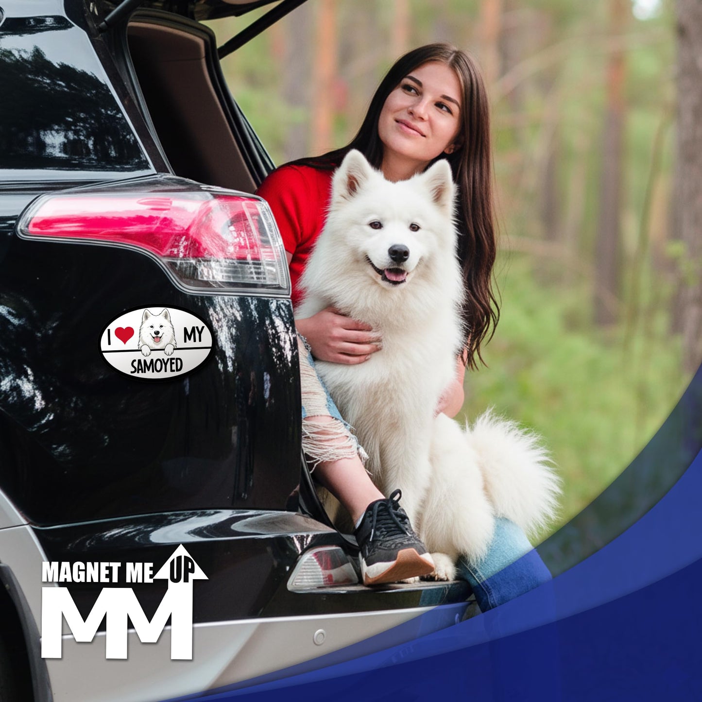 Magnet Me Up I Love My Samoyed Dog 4x6 Inches Oval-Shaped Car Magnet - Ideal Gift for Dog Lover, Magnetic Decal for Cars, Trucks & SUVs, Vinyl Weatherproof, Full-Color UV Printed, Crafted in USA
