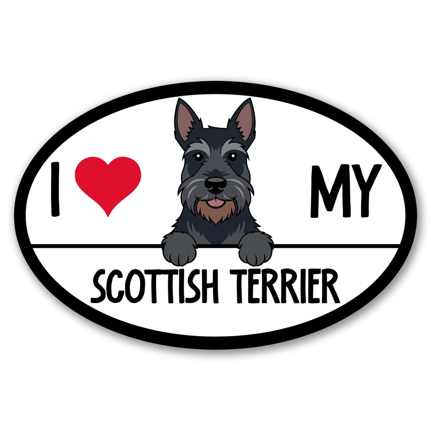 Magnet Me Up I Love My Scottish Terrier Dog Car Magnet - 4x6 Inches Oval-Shaped Magnetic Decal for Cars, Trucks and SUVs, Ideal Gifts for Dog Lovers, UV-Printed Vinyl Weatherproof, Crafted in USA