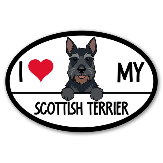 Magnet Me Up I Love My Scottish Terrier Dog Car Magnet - 4x6 Inches Oval-Shaped Magnetic Decal for Cars, Trucks and SUVs, Ideal Gifts for Dog Lovers, UV-Printed Vinyl Weatherproof, Crafted in USA