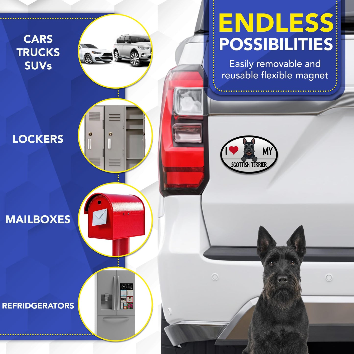 Magnet Me Up I Love My Scottish Terrier Dog Car Magnet - 4x6 Inches Oval-Shaped Magnetic Decal for Cars, Trucks and SUVs, Ideal Gifts for Dog Lovers, UV-Printed Vinyl Weatherproof, Crafted in USA