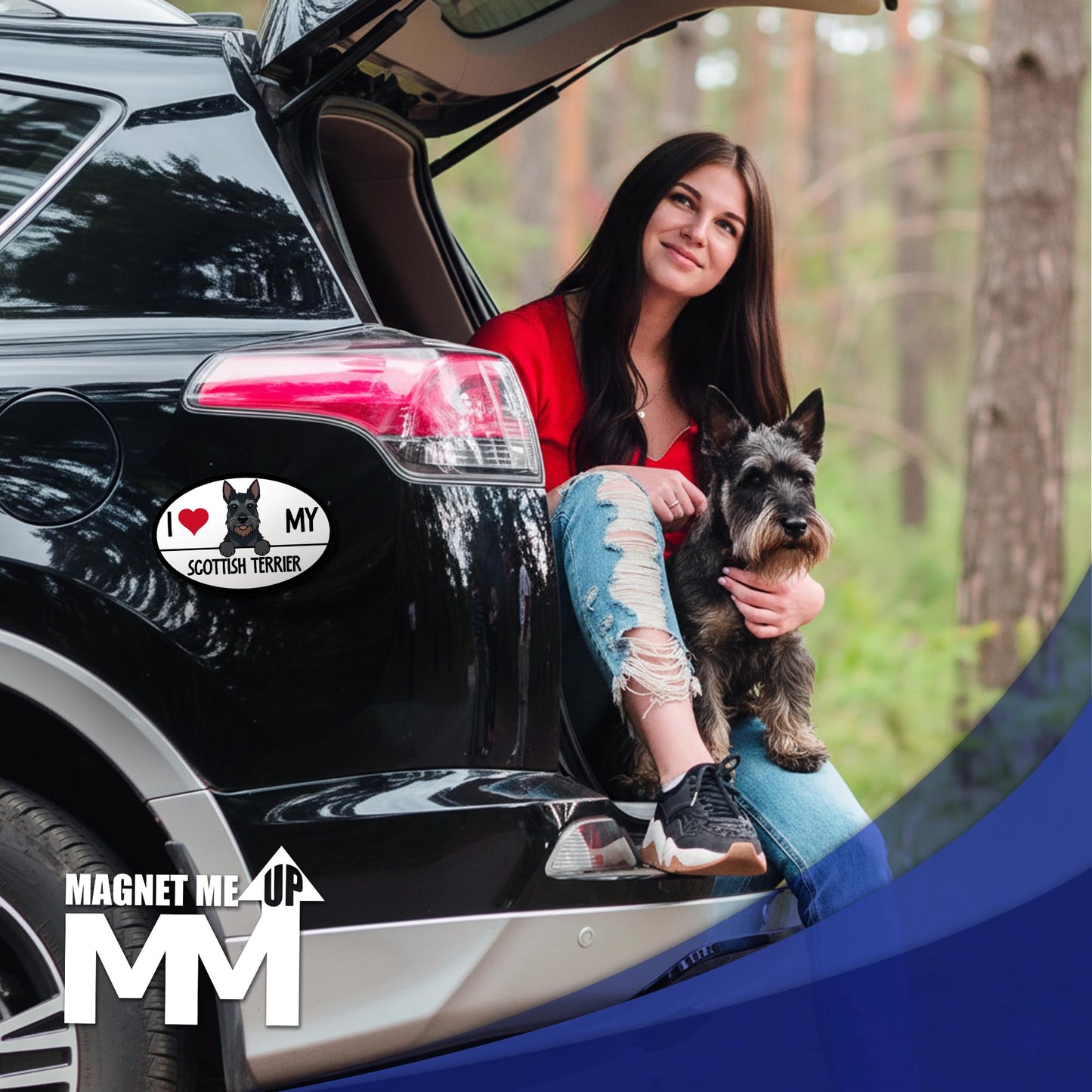Magnet Me Up I Love My Scottish Terrier Dog Car Magnet - 4x6 Inches Oval-Shaped Magnetic Decal for Cars, Trucks and SUVs, Ideal Gifts for Dog Lovers, UV-Printed Vinyl Weatherproof, Crafted in USA