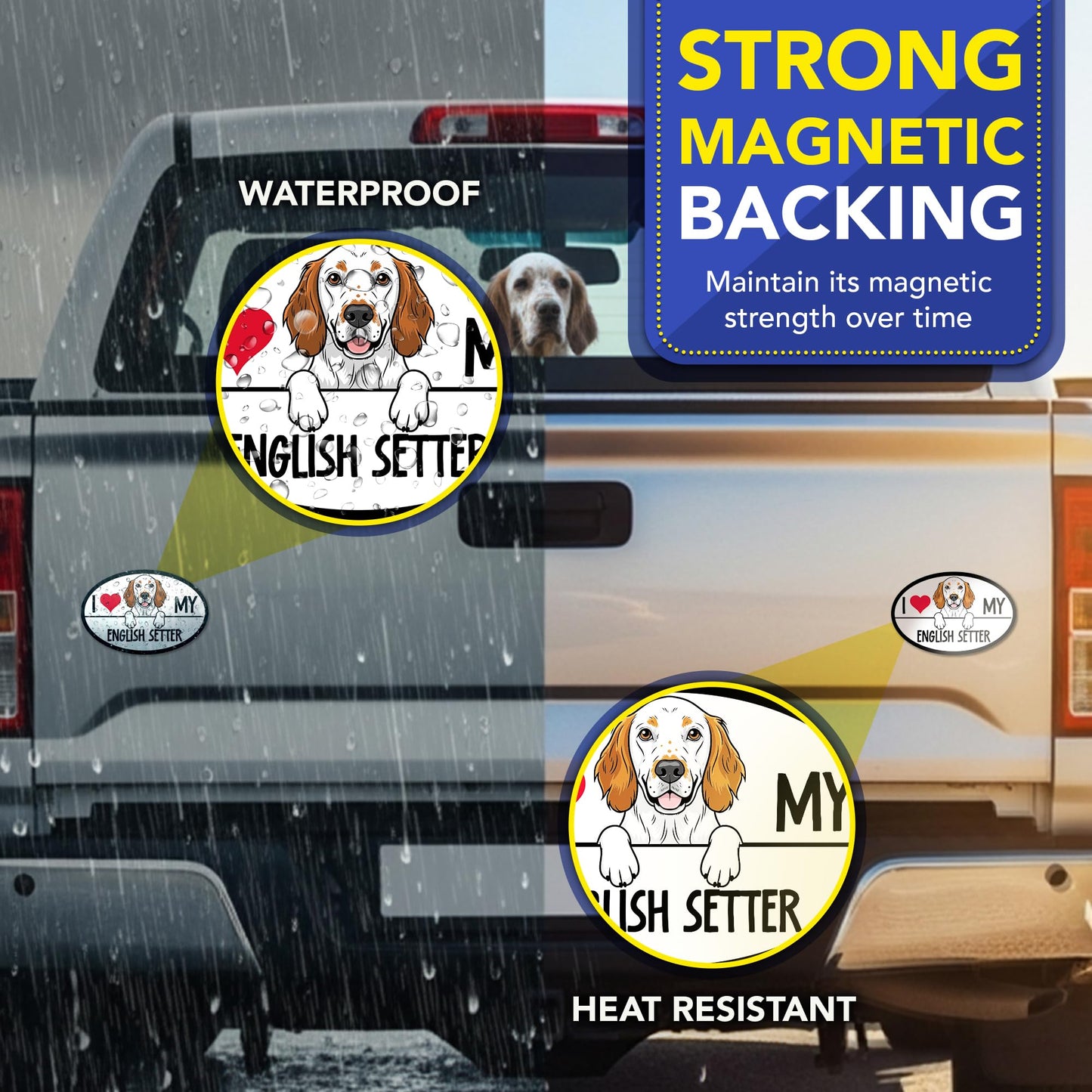 Magnet Me Up I Love My English Setter 4x6 Inches Car Magnet - Oval-Shaped Magnetic Decal for Cars, Trucks and SUVs, Ideal Gifts for Dog Lovers, Vinyl, Waterproof, UV Printed, Crafted in USA