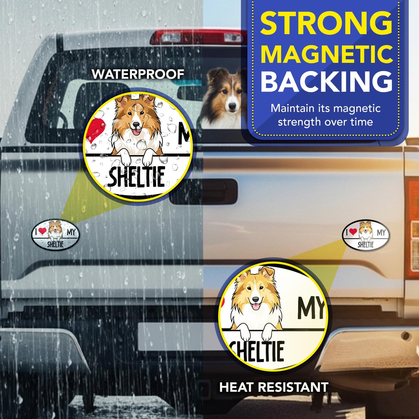 Magnet Me Up I Love My Sheltie Magnetic Decal for Cars, Trucks & SUVs - 4x6 Inches Oval-Shaped Car Magnet Ideal Gifts for Dog Lovers, Vinyl, Full-Color UV Printed, Weatherproof, Crafted in USA