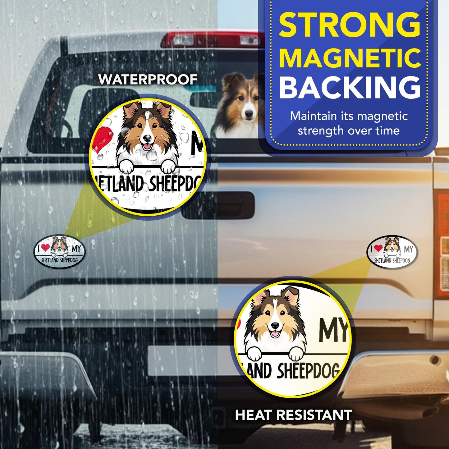 Magnet Me Up I Love My Shetland Sheepdog Car Magnet Oval-Shaped 4x6 Inches - Magnetic Decal for Cars, Trucks and SUVs, Ideal Gift for Dog Lovers, Vinyl UV-Printed Weatherproof, Crafted in USA