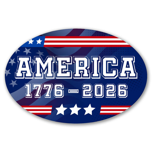Magnet Me Up America 1776 2026 Car Magnet, 4"x6" - Patriotic USA 250th Anniversary Semiquincentennial Oval Magnet, 250 Years of Freedom, for Cars, Trucks, SUVs, UV Printed, Souvenir, Crafted in USA