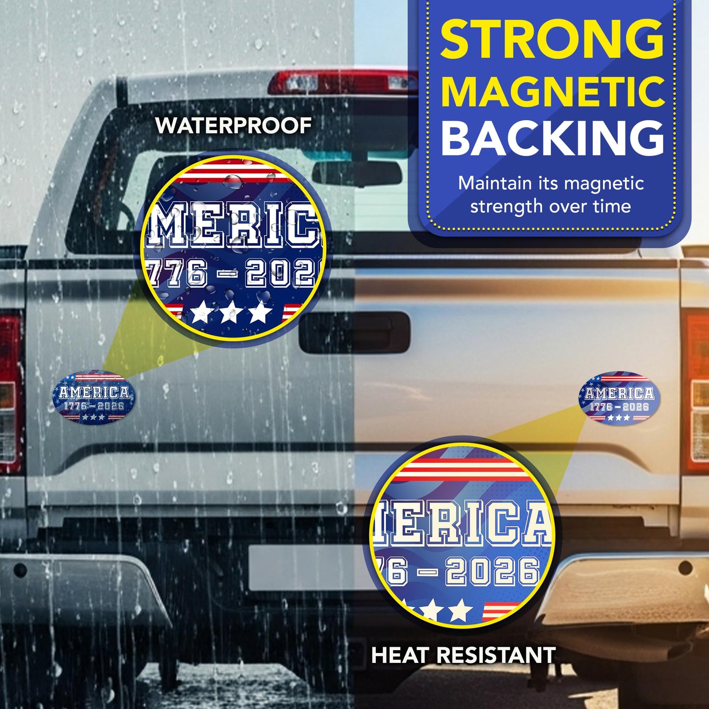 Magnet Me Up America 1776 2026 Car Magnet, 4"x6" - Patriotic USA 250th Anniversary Semiquincentennial Oval Magnet, 250 Years of Freedom, for Cars, Trucks, SUVs, UV Printed, Souvenir, Crafted in USA