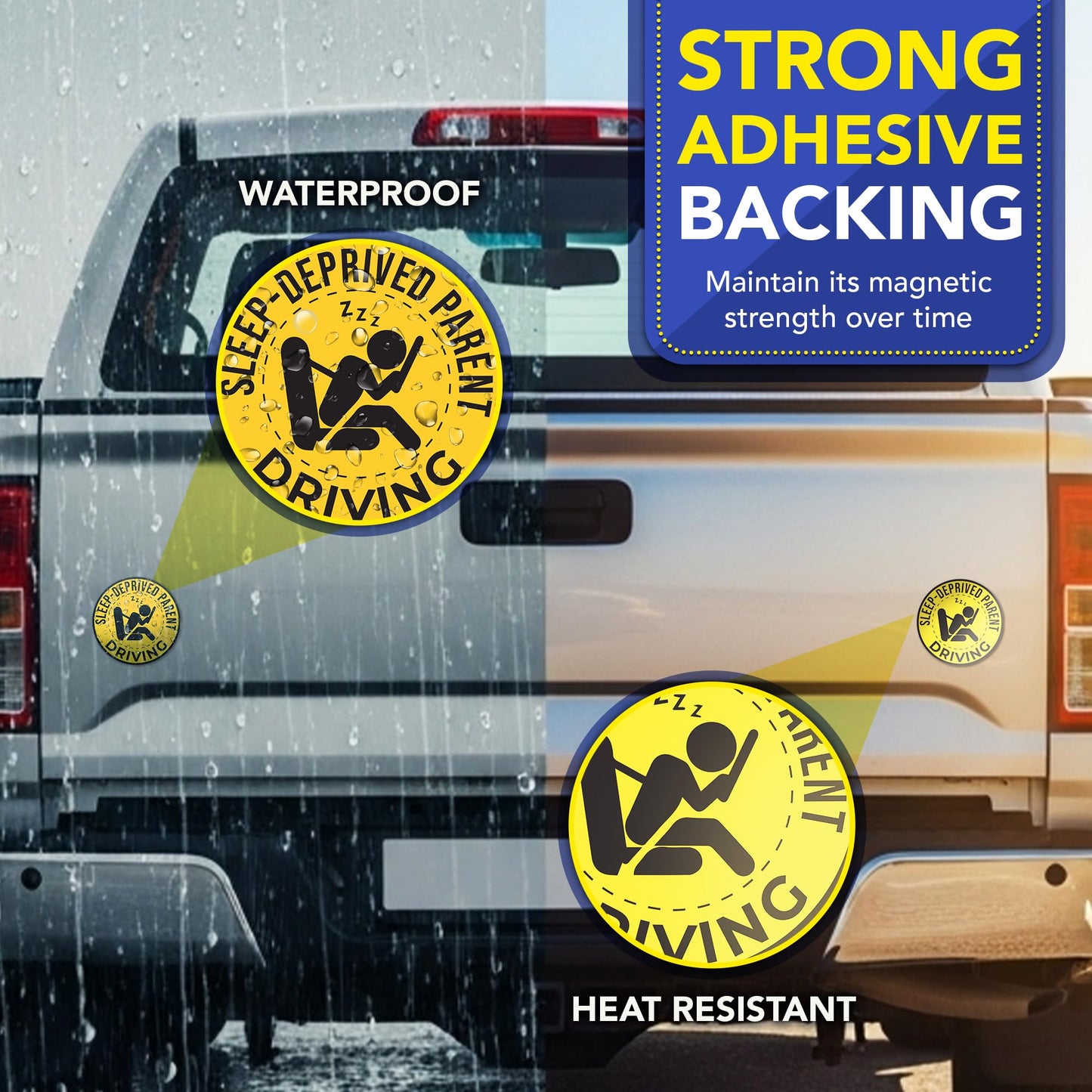 Magnet Me Up Sleep-Deprived Parent Car Magnet 5 Inches Round - Funny Driving Magnetic Decal for Cars, Trucks & SUVs, Full Color UV-Printed Weatherproof Accessory, Durable Vinyl, Crafted in USA