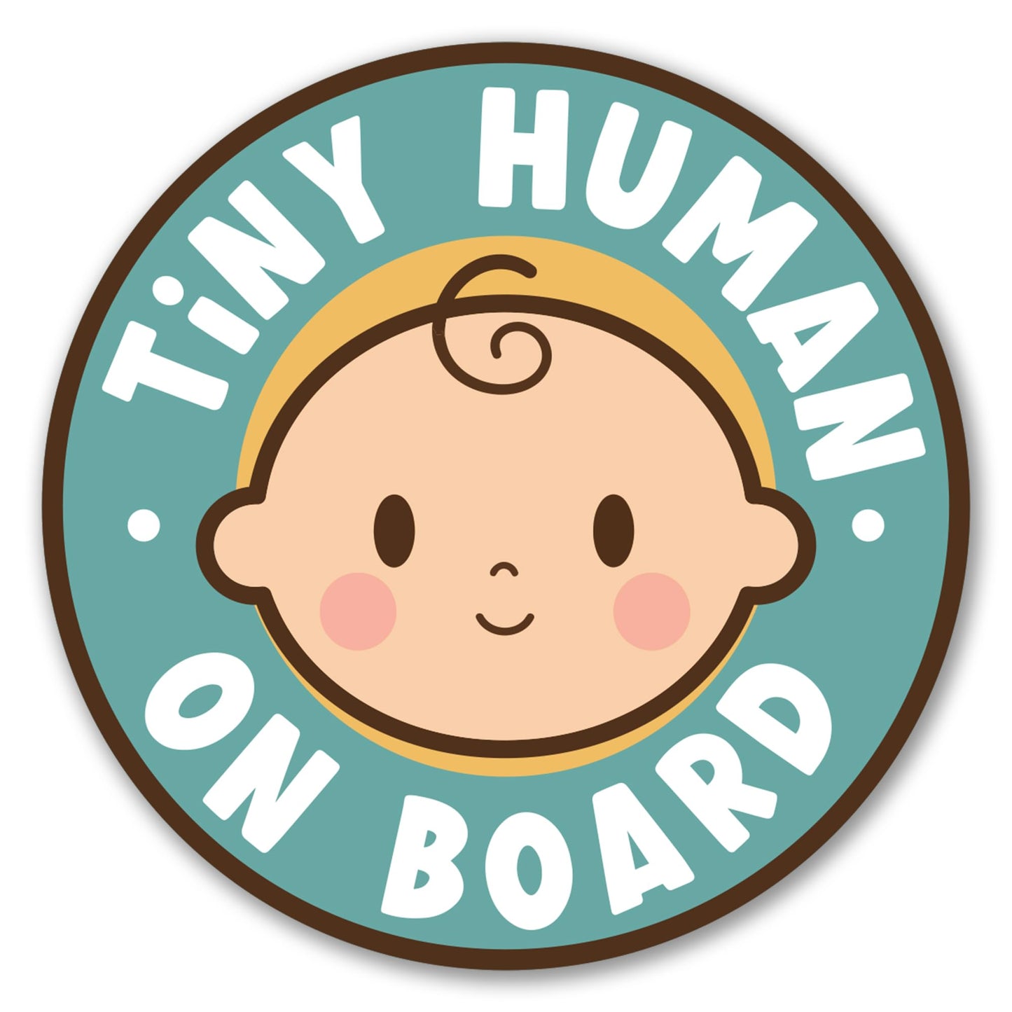 Magnet Me Up Tiny Human on Board Boy 5" Round Car Magnet - Funny Baby on Board Magnetic Decal for Cars, Trucks & SUVs, Cute Infant Safety Sign, UV-Printed Weatherproof Accessory, Crafted in USA
