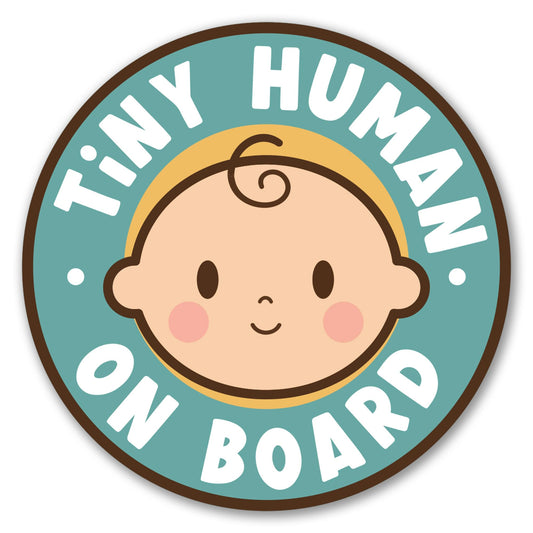 Magnet Me Up Tiny Human on Board Boy 5" Round Car Magnet - Funny Baby on Board Magnetic Decal for Cars, Trucks & SUVs, Cute Infant Safety Sign, UV-Printed Weatherproof Accessory, Crafted in USA