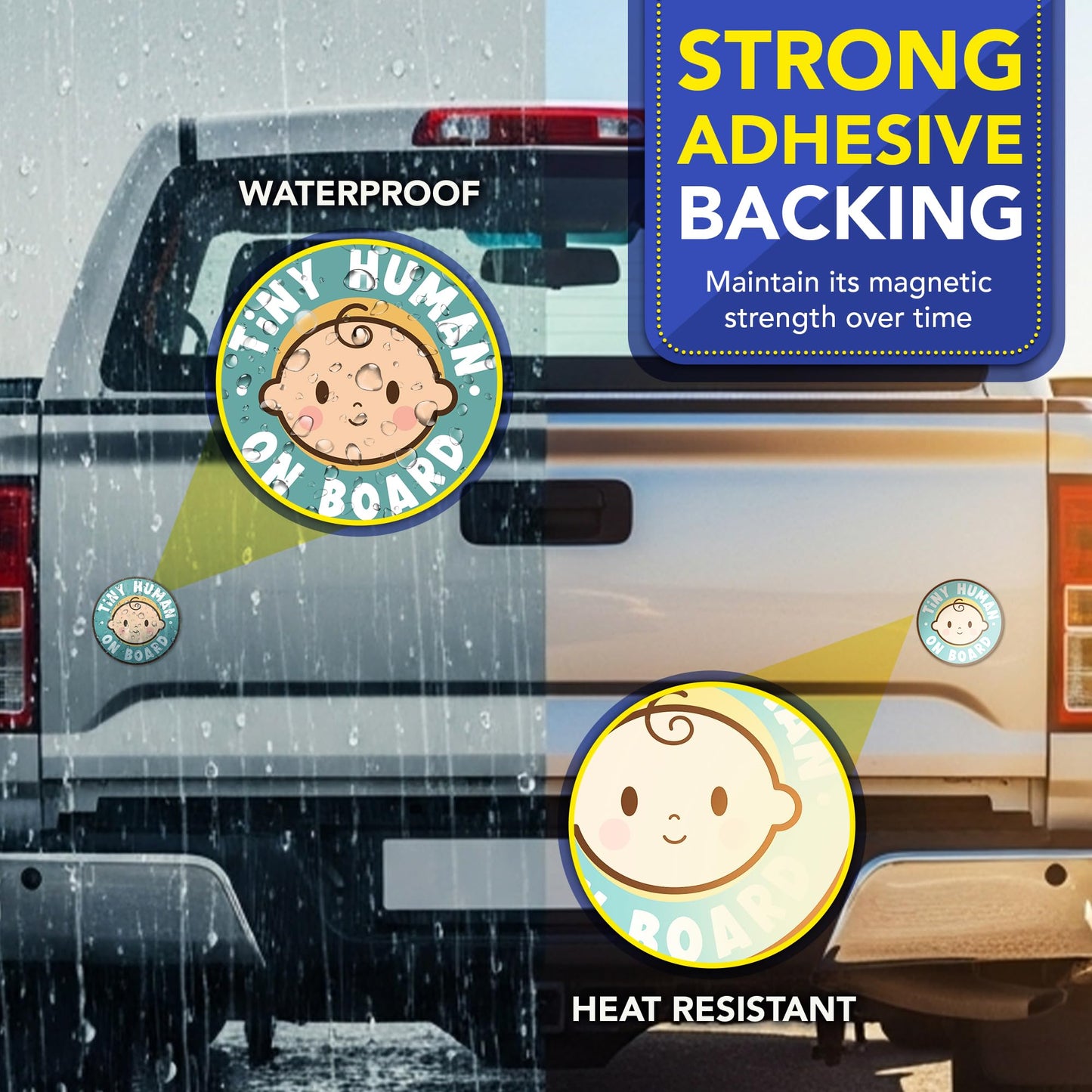 Magnet Me Up Tiny Human on Board Boy 5" Round Car Magnet - Funny Baby on Board Magnetic Decal for Cars, Trucks & SUVs, Cute Infant Safety Sign, UV-Printed Weatherproof Accessory, Crafted in USA