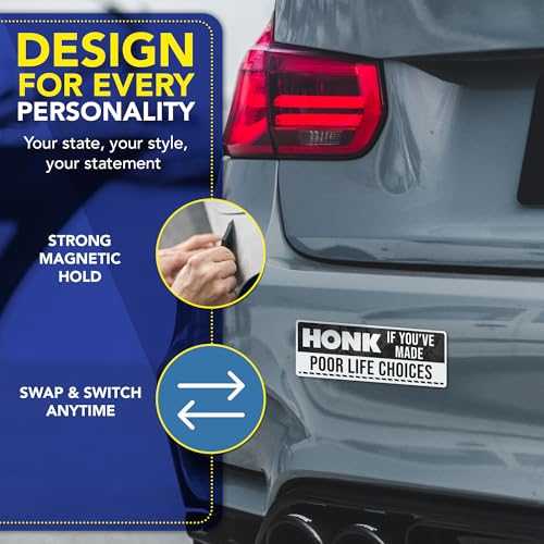 Magnet Me Up Honk If You've Made Poor Life Choices 3" x 8" Car Magnet - Funny Magnetic Decal for Cars, Trucks and SUVs, Waterproof Full Color UV-Printed, Durable Vinyl Accessories, Crafted in USA