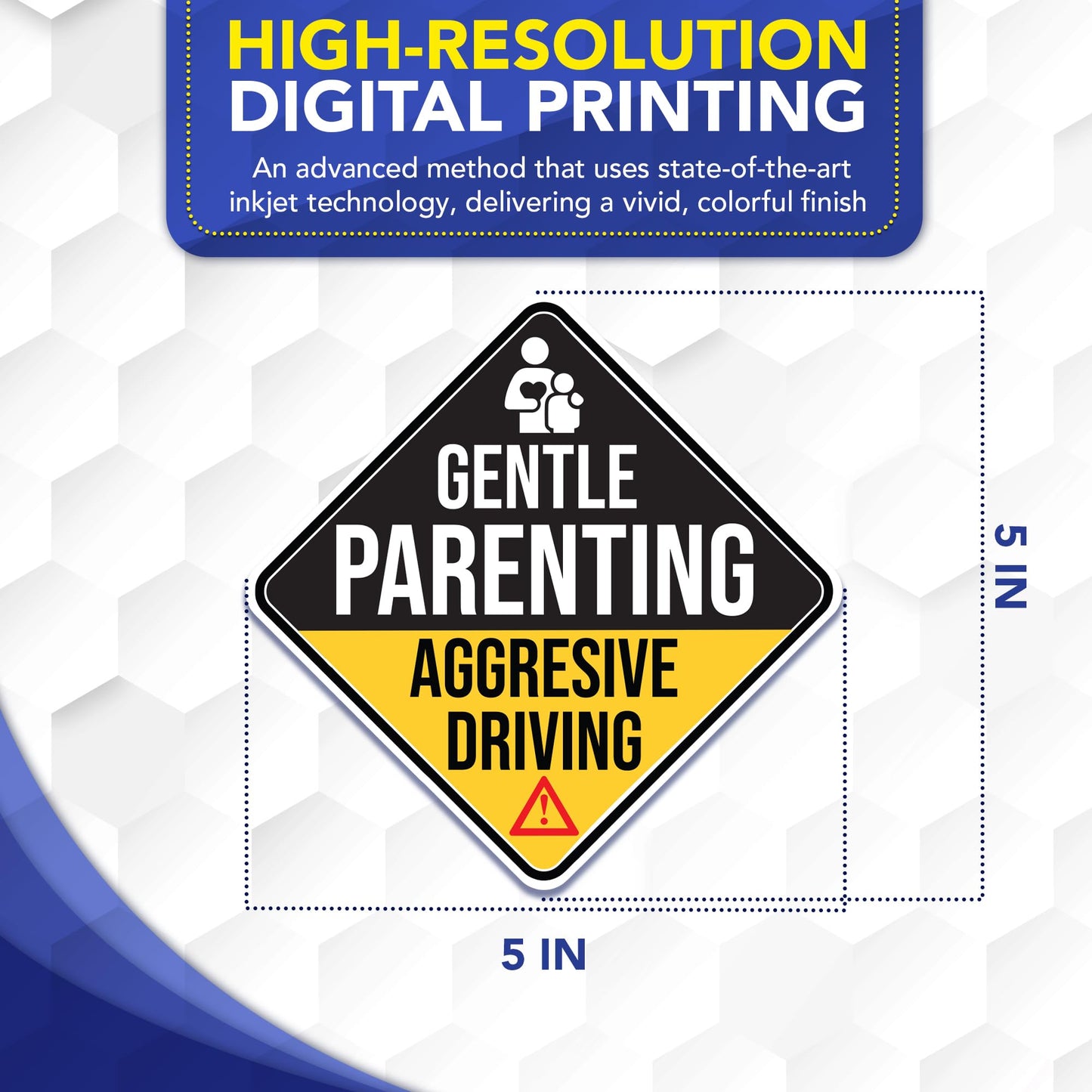 Magnet Me Up Gentle Parenting Aggressive Driving 5" Diamond Car Magnet - Funny Magnetic Decal for Cars, Trucks & SUVs, Waterproof Full Color UV-Printed, Durable Vinyl Accessories, Crafted in USA