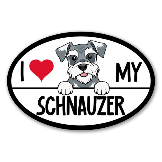 Magnet Me Up I Love My Schnauzer Car Magnet 4x6 Inches Oval-Shaped, Ideal Gift Magnetic Decal for Cars, Trucks and SUVs, Waterproof Outdoor Accessory, Durable UV-Printed Vinyl, Crafted in USA