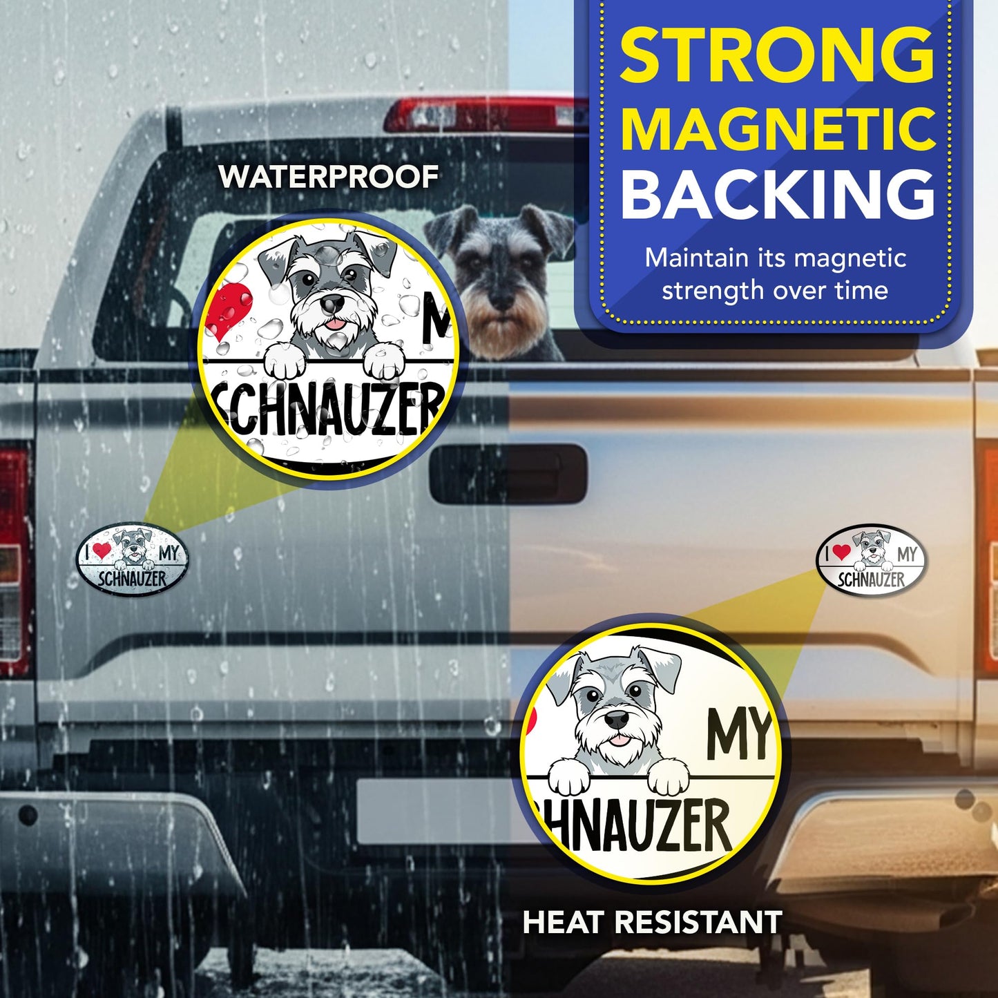 Magnet Me Up I Love My Schnauzer Car Magnet 4x6 Inches Oval-Shaped, Ideal Gift Magnetic Decal for Cars, Trucks and SUVs, Waterproof Outdoor Accessory, Durable UV-Printed Vinyl, Crafted in USA