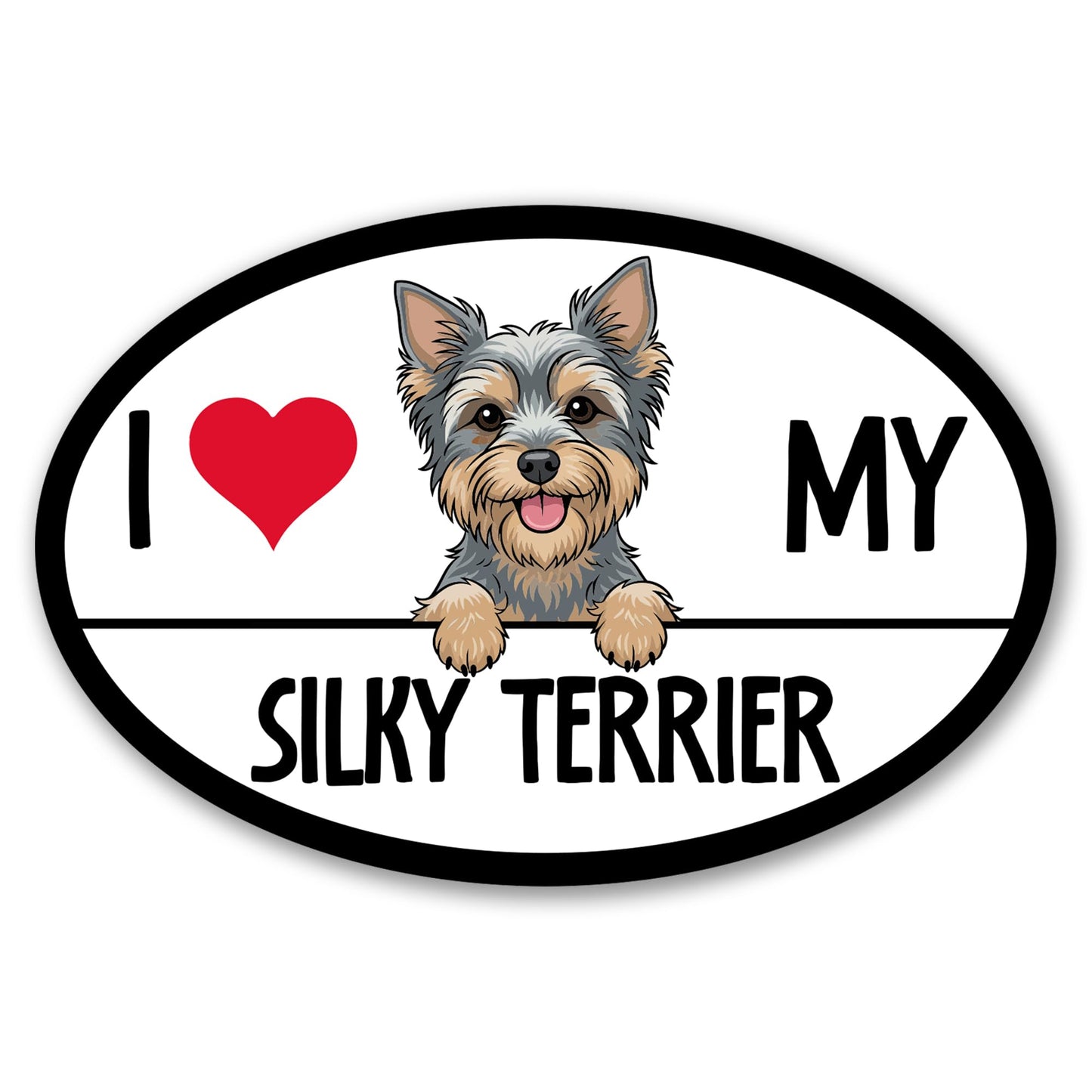 Magnet Me Up I Love My Silky Terrier Car Magnet 4x6 Inches Oval-Shaped - Magnetic Decal for Cars, Trucks & SUVs, Ideal Dog Lover Gift, Waterproof Outdoor Durable UV-Printed Vinyl, Crafted in USA