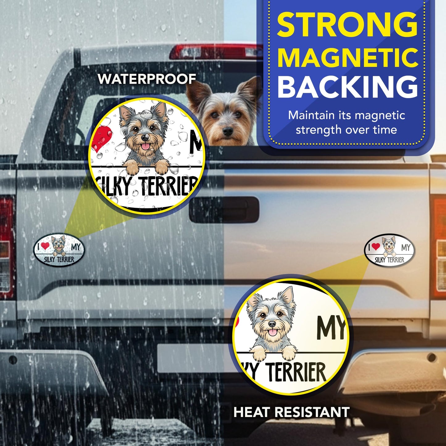 Magnet Me Up I Love My Silky Terrier Car Magnet 4x6 Inches Oval-Shaped - Magnetic Decal for Cars, Trucks & SUVs, Ideal Dog Lover Gift, Waterproof Outdoor Durable UV-Printed Vinyl, Crafted in USA