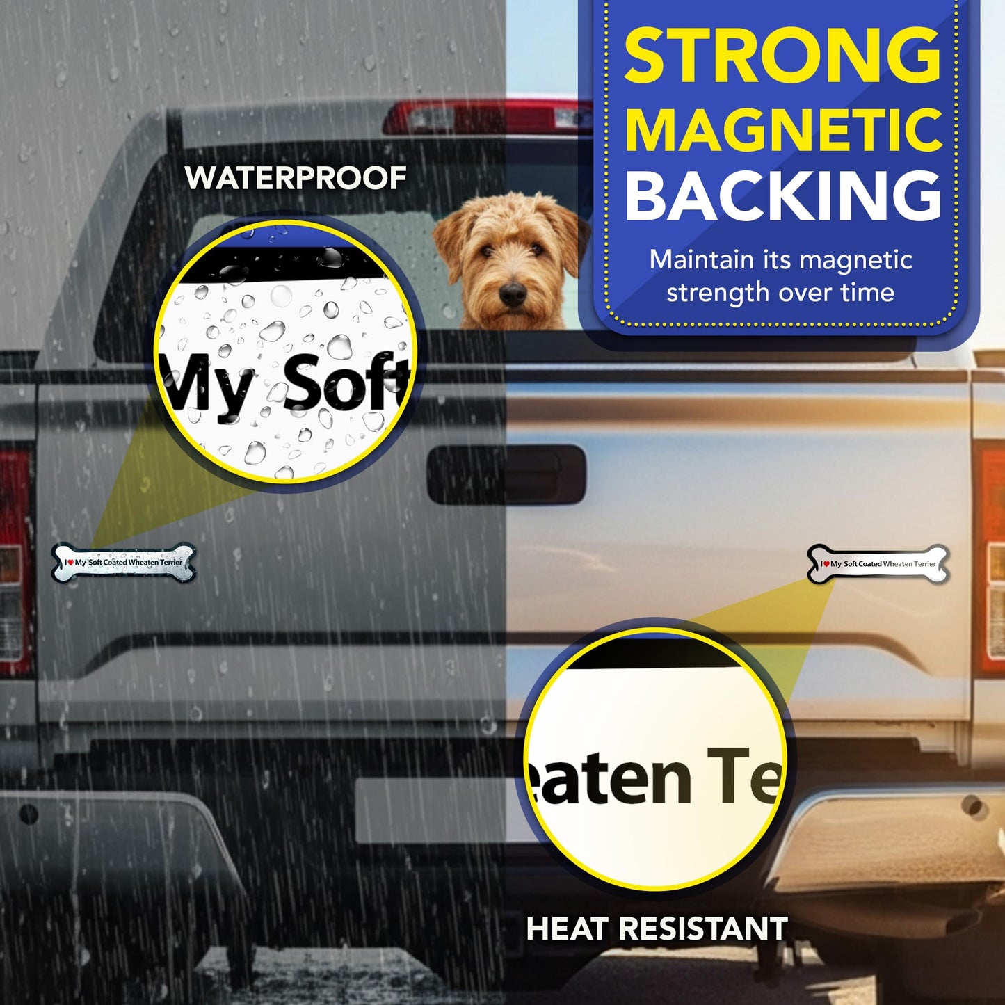 Magnet Me Up I Love My Soft Coated Wheaten Terrier Bone 2" x 7" Car Magnet - Ideal Gift for Dog Lover, Magnetic Decal for Cars, Trucks & SUVs Accessory, UV-Printed Durable Vinyl, Crafted in USA