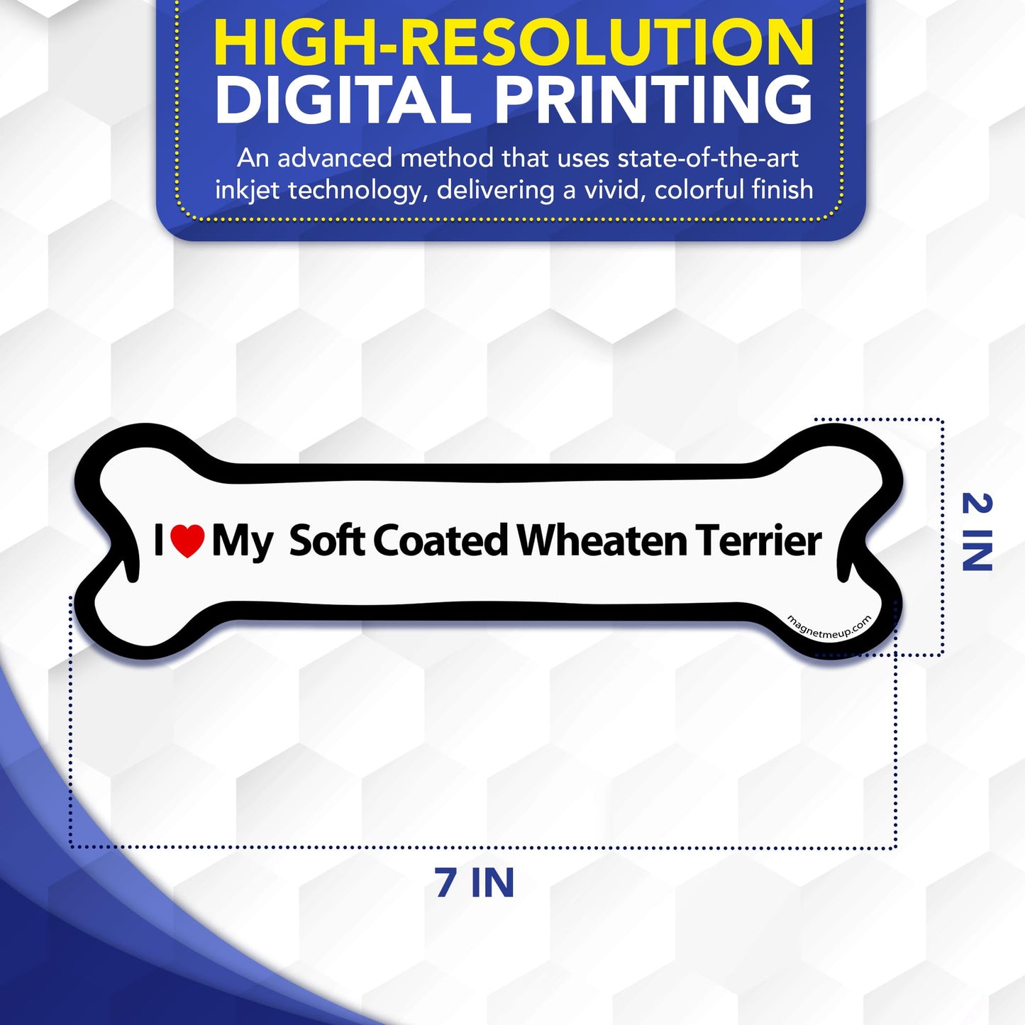 Magnet Me Up I Love My Soft Coated Wheaten Terrier Bone 2" x 7" Car Magnet - Ideal Gift for Dog Lover, Magnetic Decal for Cars, Trucks & SUVs Accessory, UV-Printed Durable Vinyl, Crafted in USA