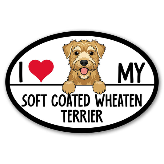 Magnet Me Up I Love My Soft Coated Wheaten Terrier Oval 4" x 6" Car Magnet - Ideal Gift for Dog Lover, Magnetic Decal for Cars, Trucks & SUVs Accessory, UV-Printed Durable Vinyl, Crafted in USA