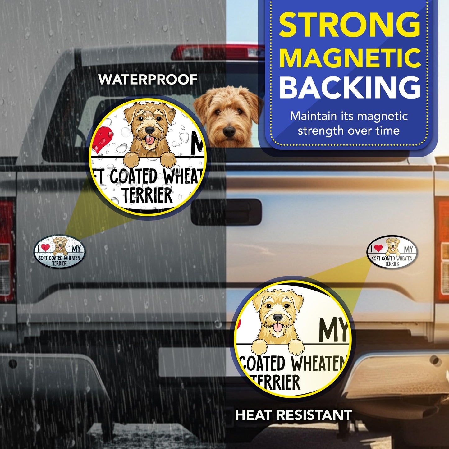 Magnet Me Up I Love My Soft Coated Wheaten Terrier Oval 4" x 6" Car Magnet - Ideal Gift for Dog Lover, Magnetic Decal for Cars, Trucks & SUVs Accessory, UV-Printed Durable Vinyl, Crafted in USA