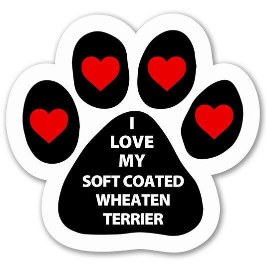 Magnet Me Up I Love My Soft Coated Wheaten Terrier Pawprint 5" Car Magnet - Ideal Gift for Dog Lover, Magnetic Decal for Cars, Trucks & SUVs Accessory, UV-Printed Durable Vinyl, Crafted in USA
