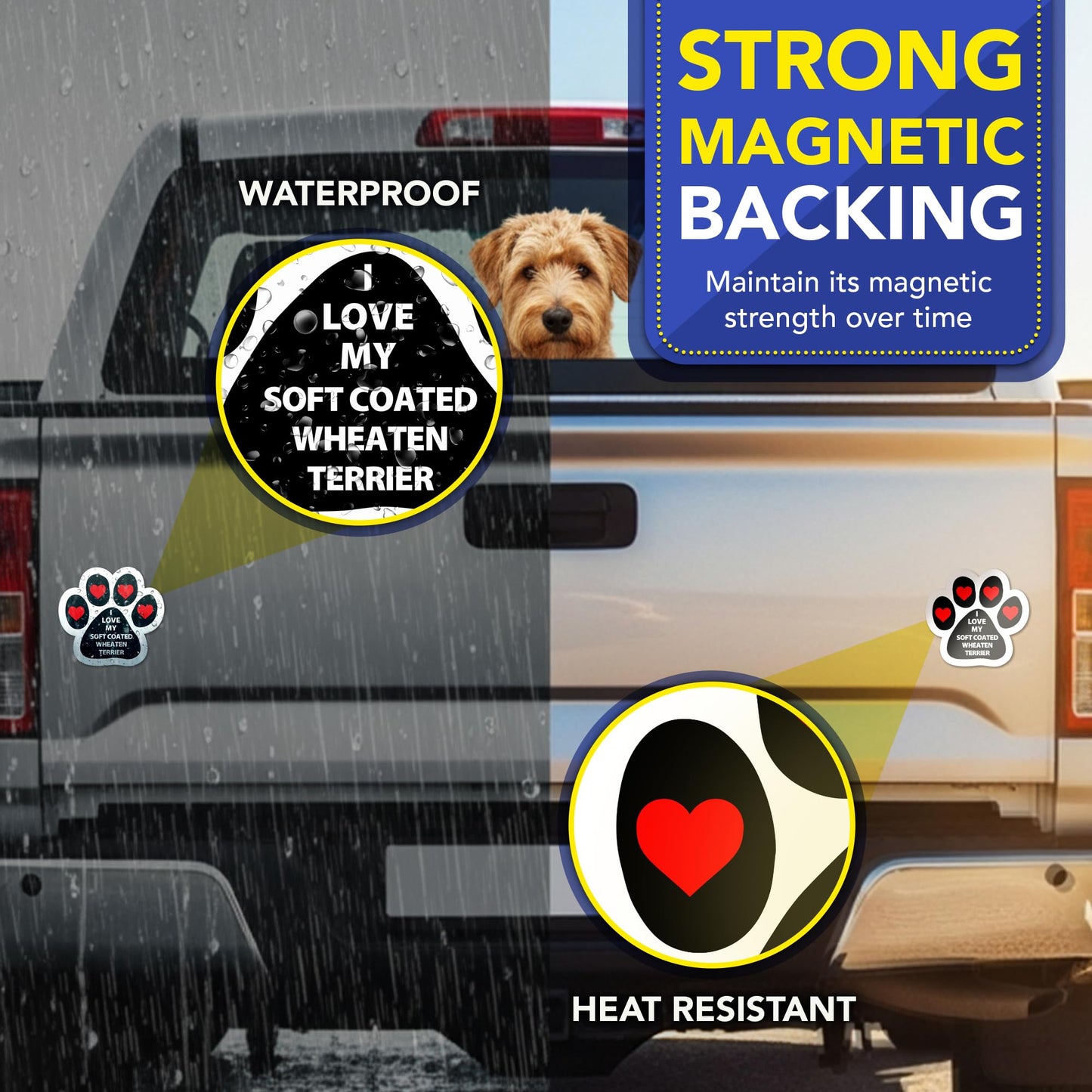 Magnet Me Up I Love My Soft Coated Wheaten Terrier Pawprint 5" Car Magnet - Ideal Gift for Dog Lover, Magnetic Decal for Cars, Trucks & SUVs Accessory, UV-Printed Durable Vinyl, Crafted in USA