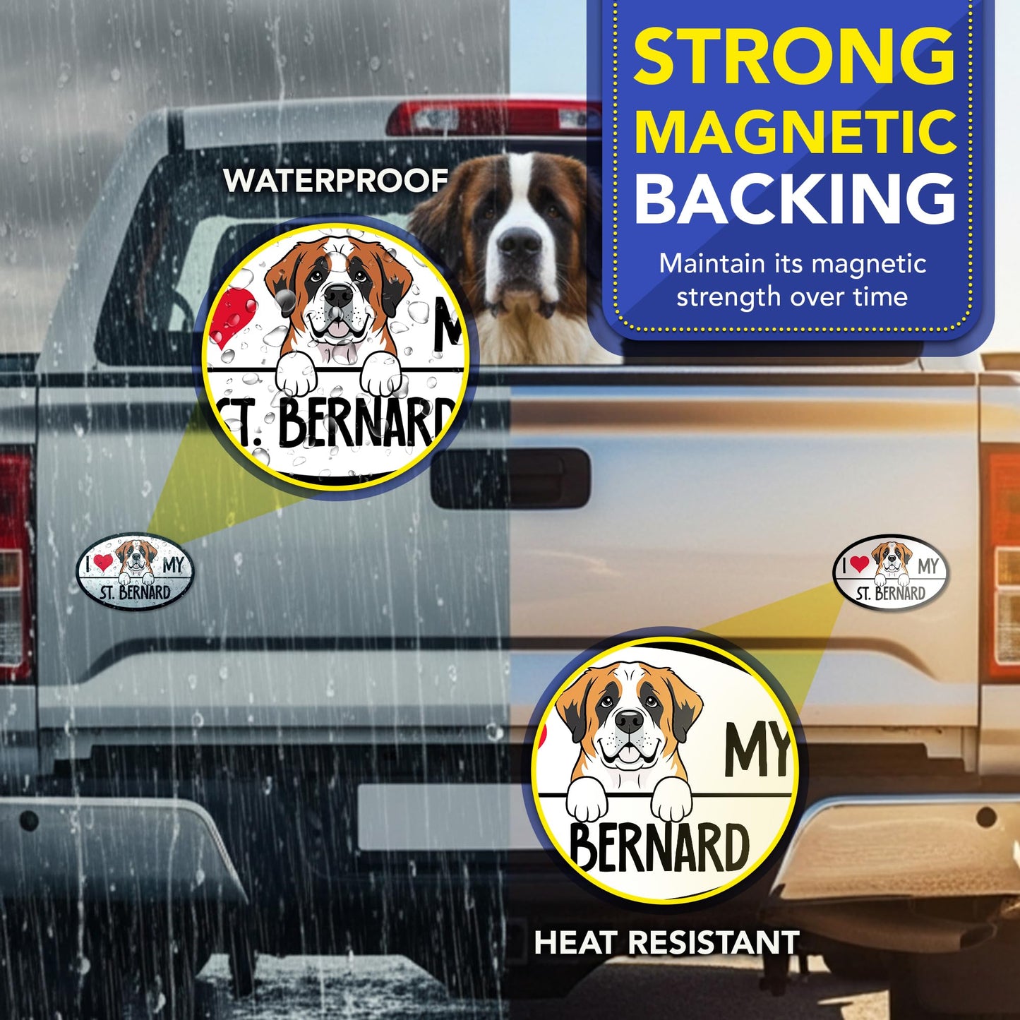 Magnet Me Up I Love My St. Bernard Dog Breed Car Magnet 4" x 6" Oval Magnetic Decal for Cars, Trucks & SUVs, Ideal Accessory Gift, Waterproof, Outdoor, Durable, UV-Printed, Vinyl, Crafted in USA