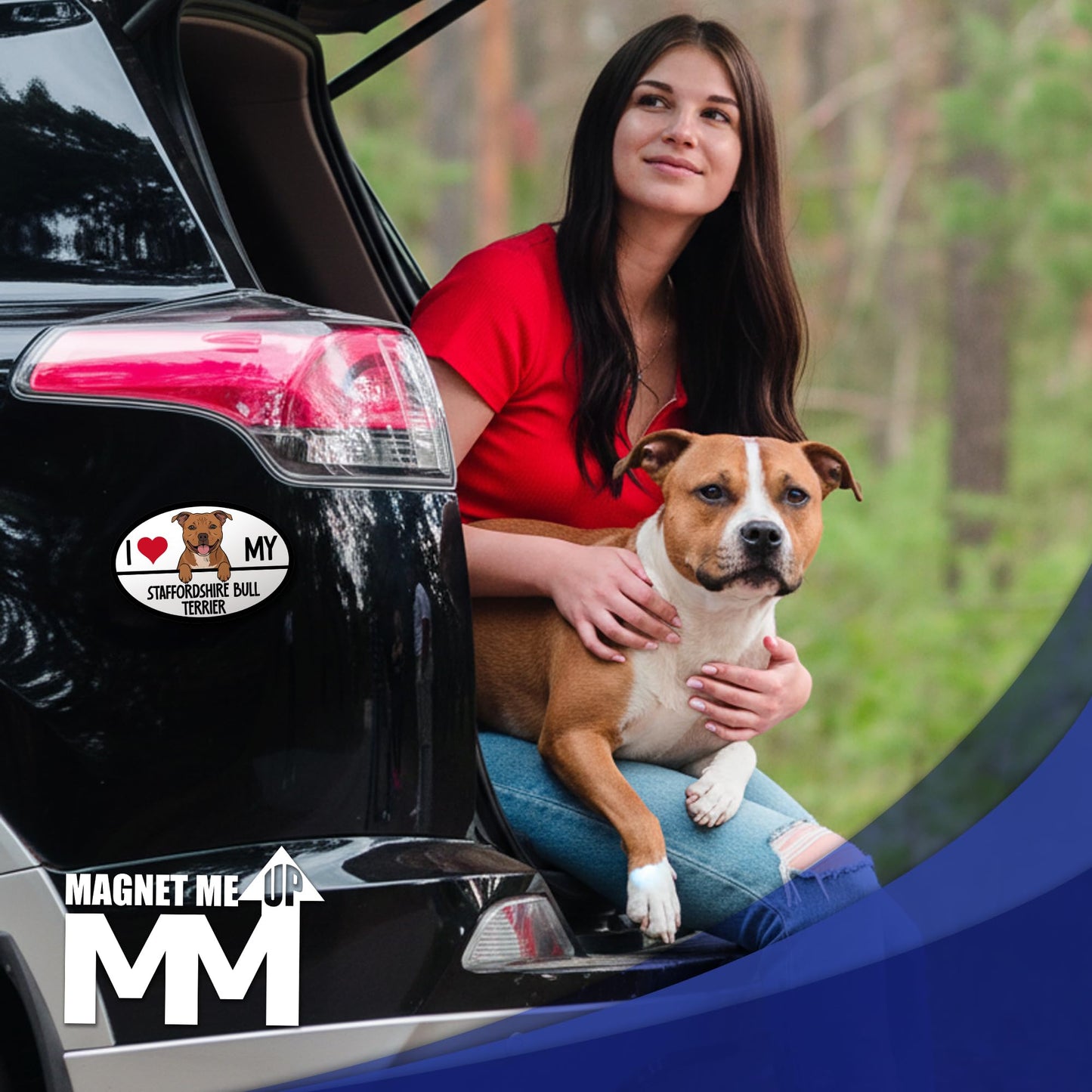 Magnet Me Up I Love My Staffordshire Bull Terrier 4x6 Inches Oval Car Magnet Gift - Magnetic Decal Accessory for Cars, Trucks and SUVs, Full Color UV-Printed Waterproof Vinyl, Crafted in USA