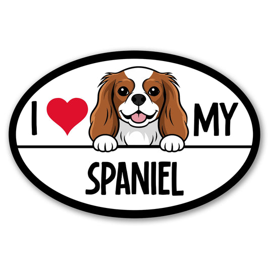 Magnet Me Up I Love My Spaniel Car Magnet - 4" x 6" Oval-Shaped Magnetic Decal for Cars, Trucks and SUVs, Gift for Dog Lover, Waterproof, Durable, Outdoor UV- Printed Accessory Vinyl, Crafted in USA