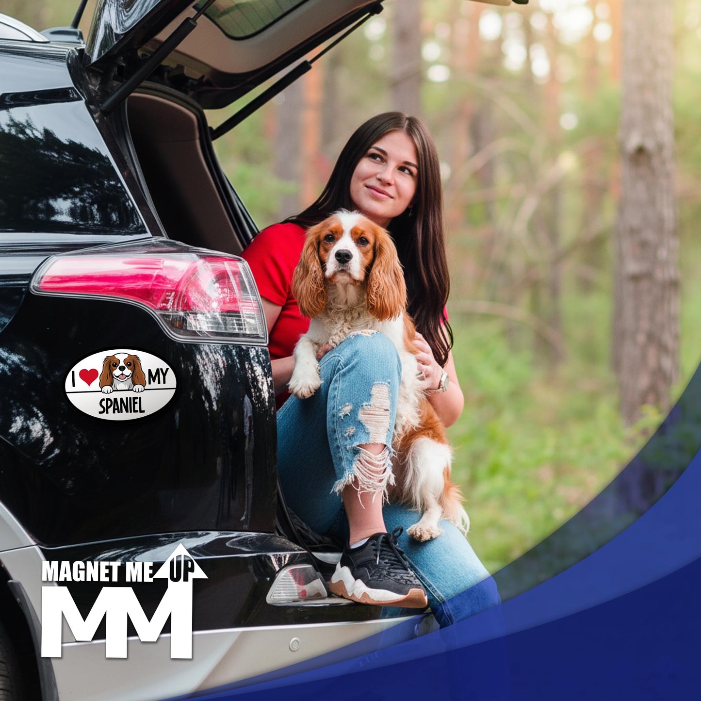 Magnet Me Up I Love My Spaniel Car Magnet - 4" x 6" Oval-Shaped Magnetic Decal for Cars, Trucks and SUVs, Gift for Dog Lover, Waterproof, Durable, Outdoor UV- Printed Accessory Vinyl, Crafted in USA