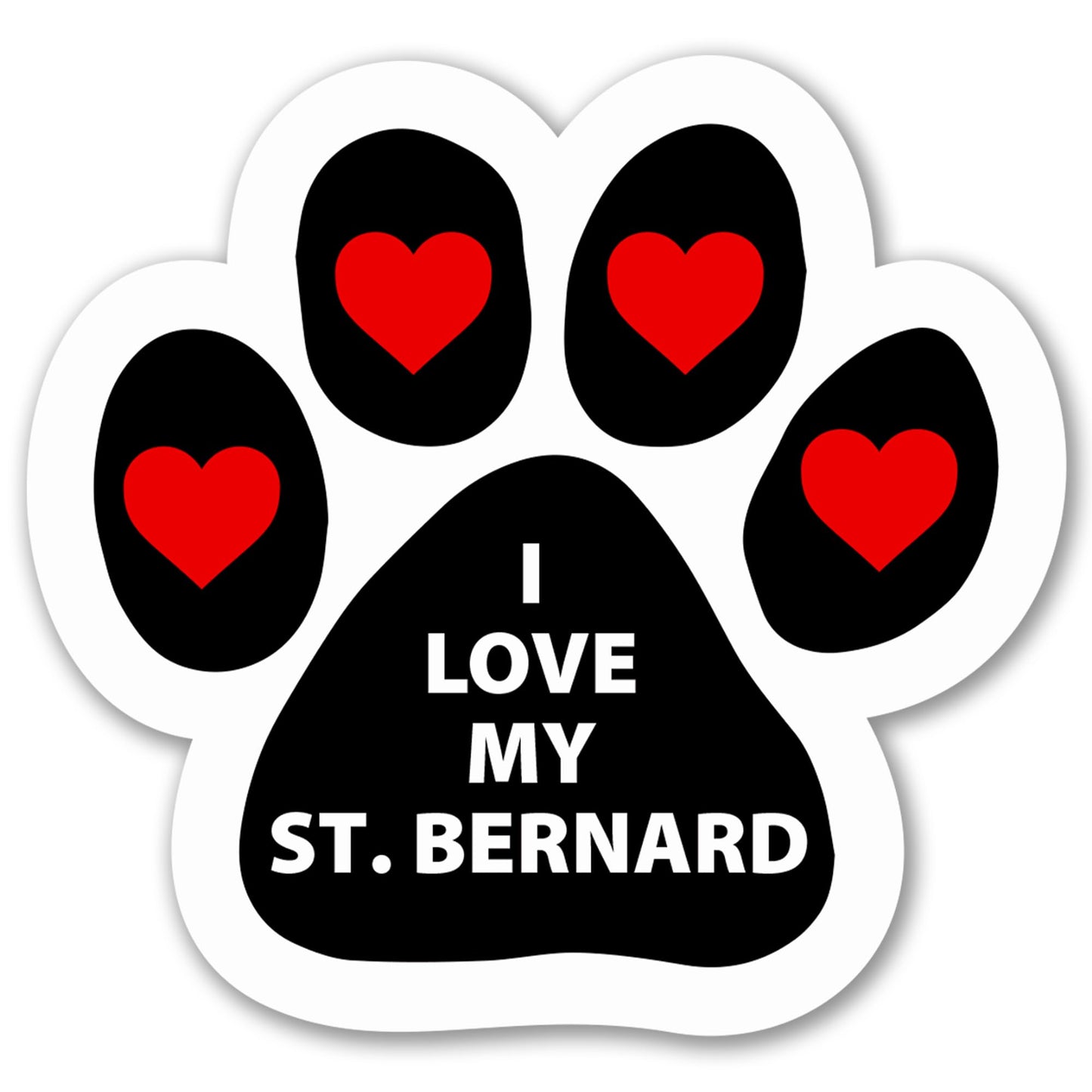 Magnet Me Up I Love My St. Bernard Dog Breed Car Magnet 5" Pawprint Magnetic Decal for Cars, Trucks & SUVs, Ideal Accessory Gift, Waterproof, Outdoor, Durable, UV-Printed, Vinyl, Crafted in USA