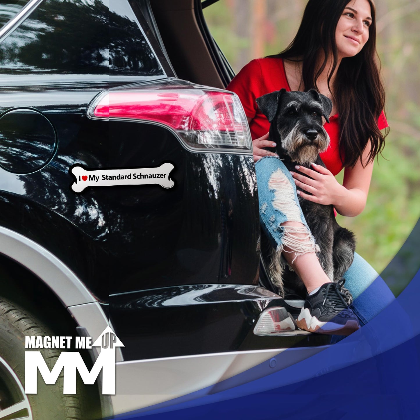 Magnet Me Up I Love My Standard Schnauzer 2x7 Inches Bone-Shaped - Magnetic Decal for Cars, Trucks and SUVs, Ideal Gift for Dog Lover, Car Magnet Accessory, Weatherproof UV-Printed, Crafted in USA