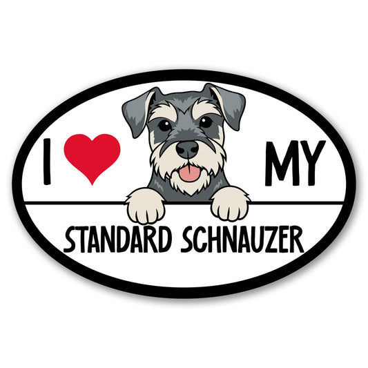 Magnet Me Up I Love My Standard Schnauzer 4x6 Inches Oval-Shaped - Magnetic Decal for Cars, Trucks and SUVs, Ideal Gift for Dog Lover, Car Magnet Accessory, Weatherproof UV-Printed, Crafted in USA