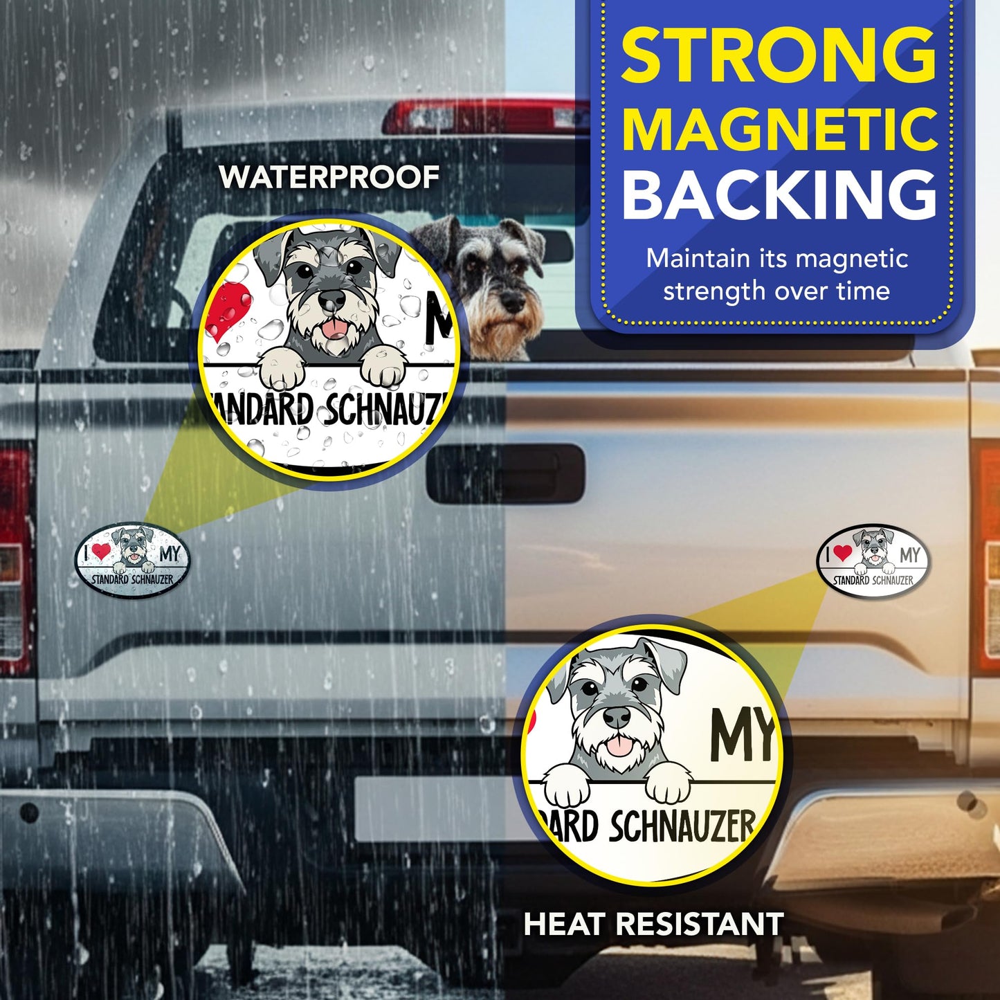Magnet Me Up I Love My Standard Schnauzer 4x6 Inches Oval-Shaped - Magnetic Decal for Cars, Trucks and SUVs, Ideal Gift for Dog Lover, Car Magnet Accessory, Weatherproof UV-Printed, Crafted in USA