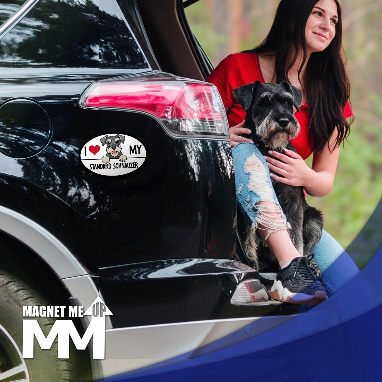 Magnet Me Up I Love My Standard Schnauzer 4x6 Inches Oval-Shaped - Magnetic Decal for Cars, Trucks and SUVs, Ideal Gift for Dog Lover, Car Magnet Accessory, Weatherproof UV-Printed, Crafted in USA