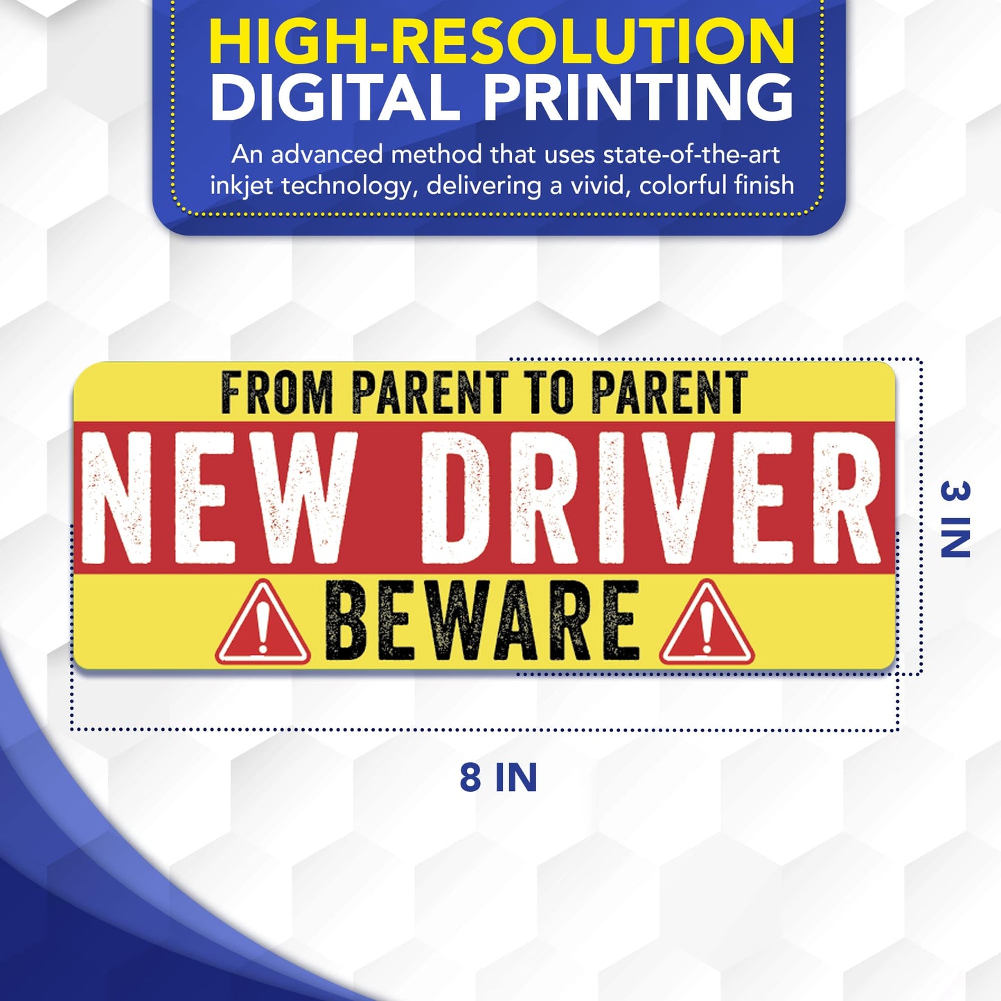 Magnet Me Up from Parent to Parent New Driver Car Magnet 3x8 Inches - Beware Student Driver Sign Funny Magnetic Decal for Cars, Trucks & SUVs Accessories Waterproof UV Printed, Crafted in USA