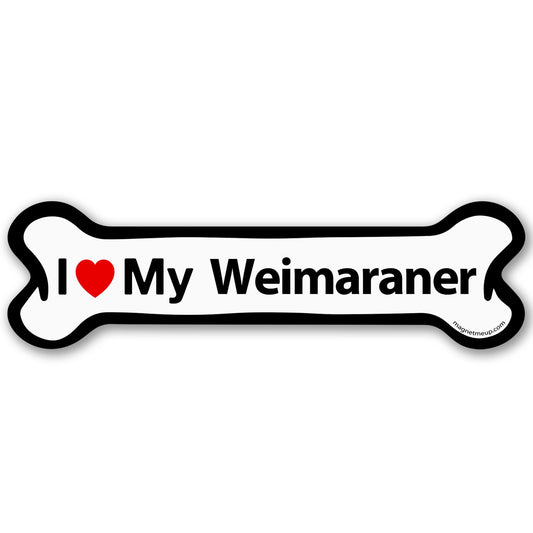 Magnet Me Up I Love My Weimaraner Car Magnet for Dog Lovers - 2x7 Inches Bone-Shaped Magnetic Decal for Cars, Trucks & SUVs, Waterproof, Durable Full-Color UV Printed Vinyl, Crafted in USA