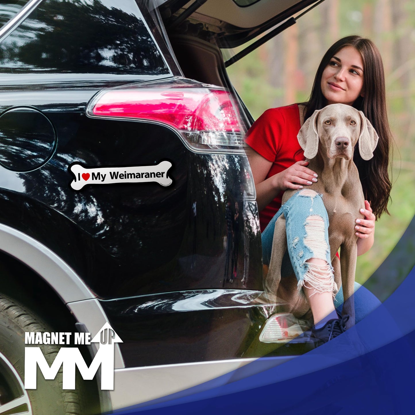 Magnet Me Up I Love My Weimaraner Car Magnet for Dog Lovers - 2x7 Inches Bone-Shaped Magnetic Decal for Cars, Trucks & SUVs, Waterproof, Durable Full-Color UV Printed Vinyl, Crafted in USA