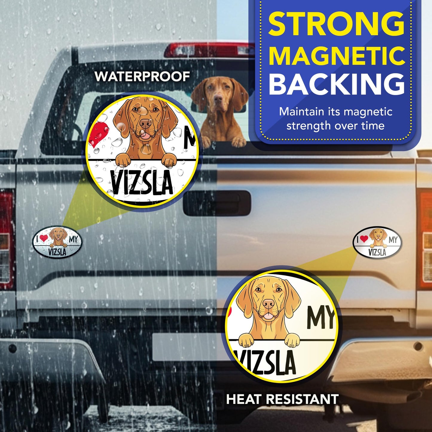 Magnet Me Up I Love My Vizsla 4x6 Inches Oval-Shaped Car Magnet for Dog Lovers - Magnetic Decal, for Cars, Trucks & SUVs Waterproof Durable Full-Color UV Printed Sign Vinyl, Crafted in USA
