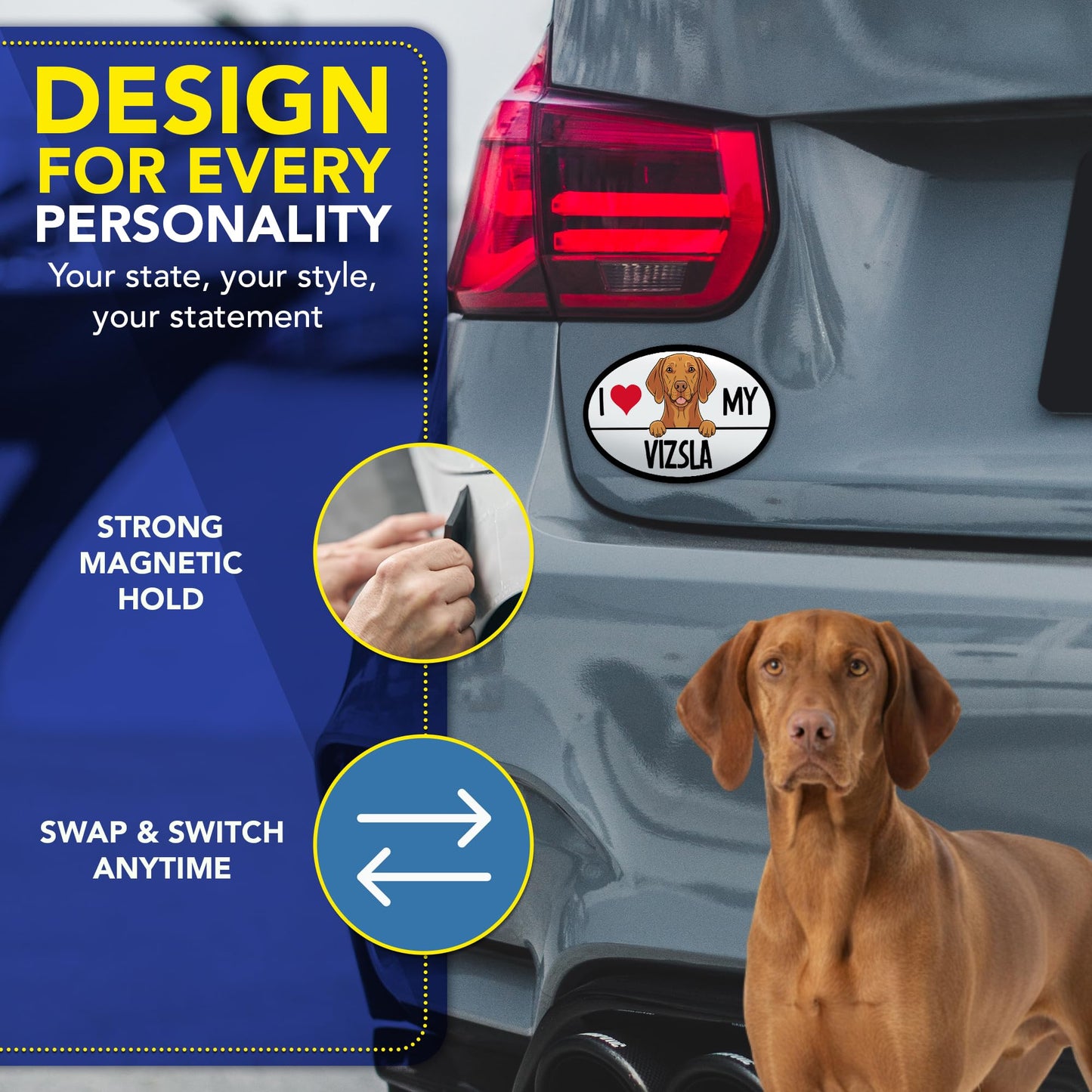 Magnet Me Up I Love My Vizsla 4x6 Inches Oval-Shaped Car Magnet for Dog Lovers - Magnetic Decal, for Cars, Trucks & SUVs Waterproof Durable Full-Color UV Printed Sign Vinyl, Crafted in USA