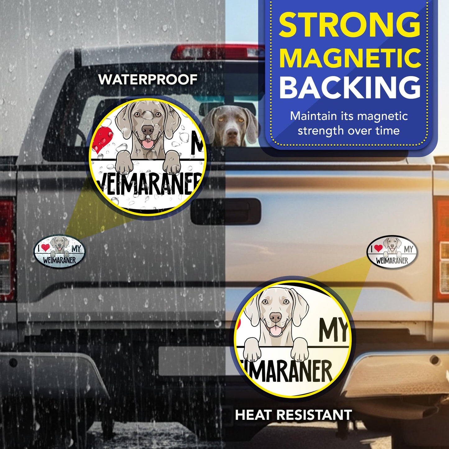 Magnet Me Up I Love My Weimaraner Car Magnet for Dog Lovers - 4x6 Inches Oval-Shaped Magnetic Decal for Cars, Trucks & SUVs, Waterproof, Durable Full-Color UV Printed Vinyl, Crafted in USA