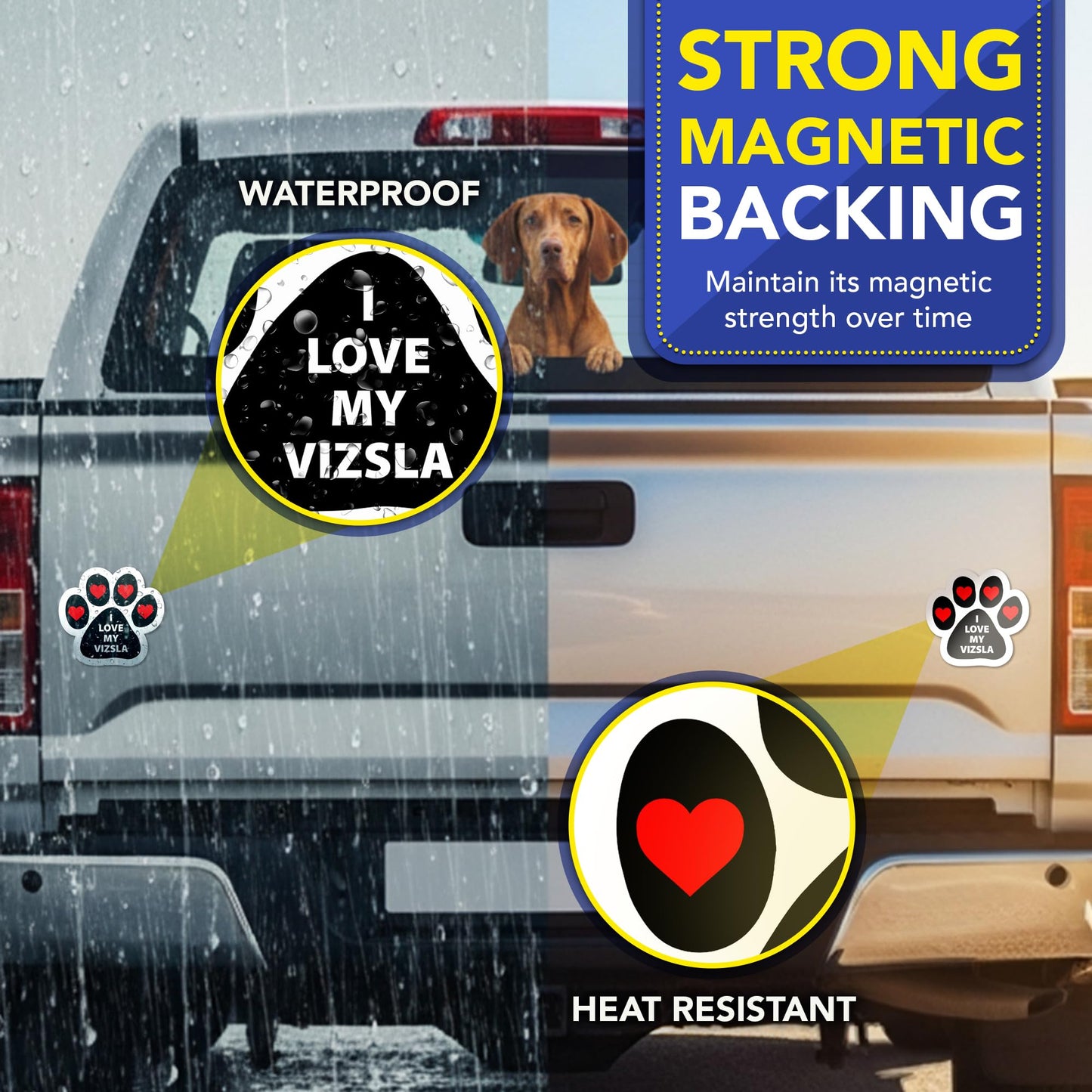 Magnet Me Up I Love My Vizsla 5 Inches Pawprint-Shaped Car Magnet for Dog Lovers - Magnetic Decal, for Cars, Trucks & SUVs Waterproof Durable Full-Color UV Printed Sign Vinyl, Crafted in USA