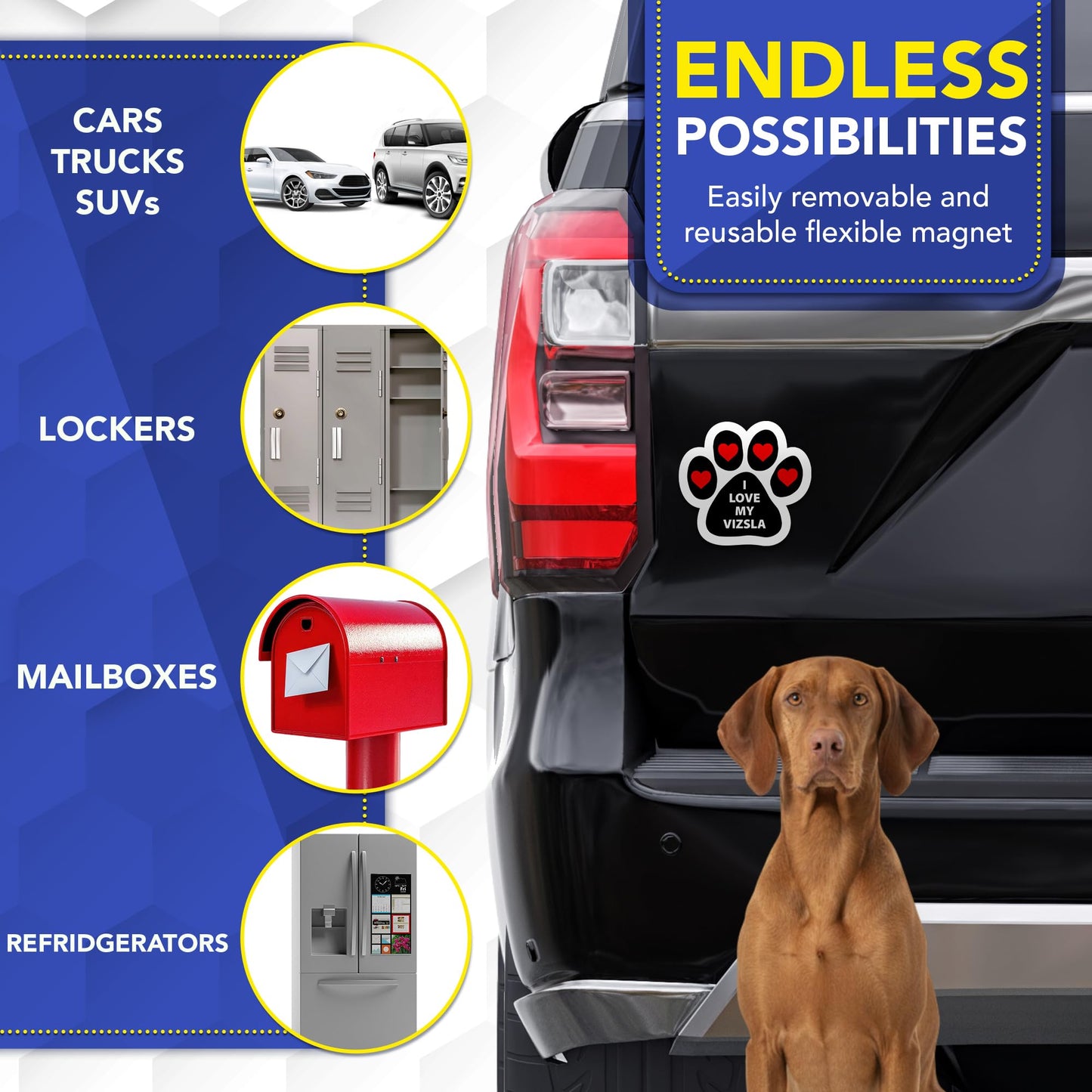 Magnet Me Up I Love My Vizsla 5 Inches Pawprint-Shaped Car Magnet for Dog Lovers - Magnetic Decal, for Cars, Trucks & SUVs Waterproof Durable Full-Color UV Printed Sign Vinyl, Crafted in USA