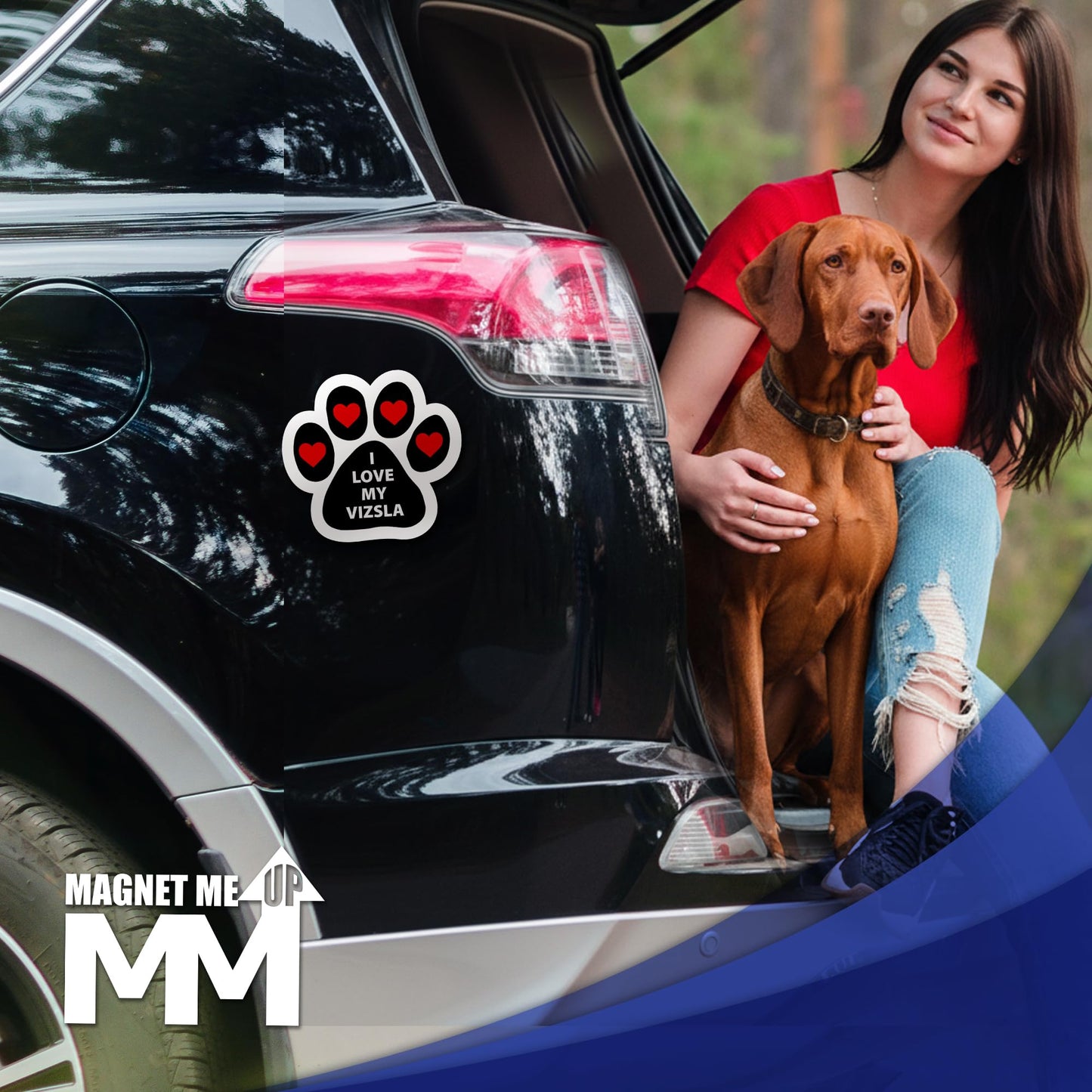 Magnet Me Up I Love My Vizsla 5 Inches Pawprint-Shaped Car Magnet for Dog Lovers - Magnetic Decal, for Cars, Trucks & SUVs Waterproof Durable Full-Color UV Printed Sign Vinyl, Crafted in USA