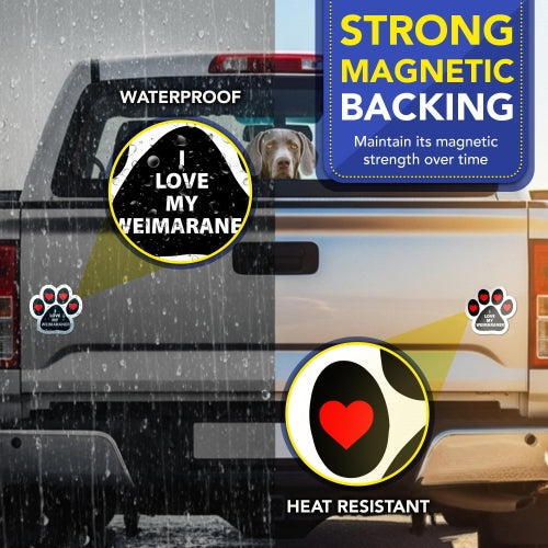 Magnet Me Up I Love My Weimaraner Car Magnet for Dog Lovers - 5 Inches Pawprint-Shaped Magnetic Decal for Cars, Trucks & SUVs, Waterproof, Durable Full-Color UV Printed Vinyl, Crafted in USA