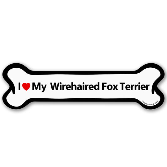 Magnet Me Up I Love My Wirehaired Fox Terrier Dog Bone 2x7 Inches Car Magnet - Accessory Gift for Dog Owners, Magnetic Decal for Cars, Trucks & SUVs, Waterproof UV Printed Vinyl, Crafted in USA